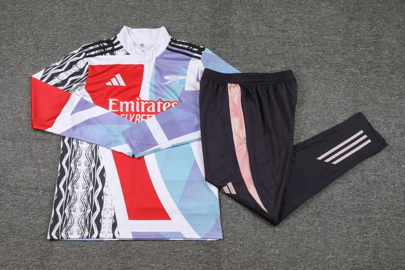 2024/2025 Arsenal Half-Pull Training Suit Red And Blue print Football Shirt 1:1 Set