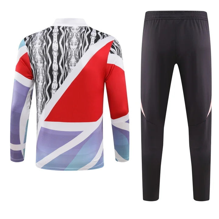 2024/2025 Arsenal Half-Pull Training Suit Red And Blue print Football Shirt 1:1 Set