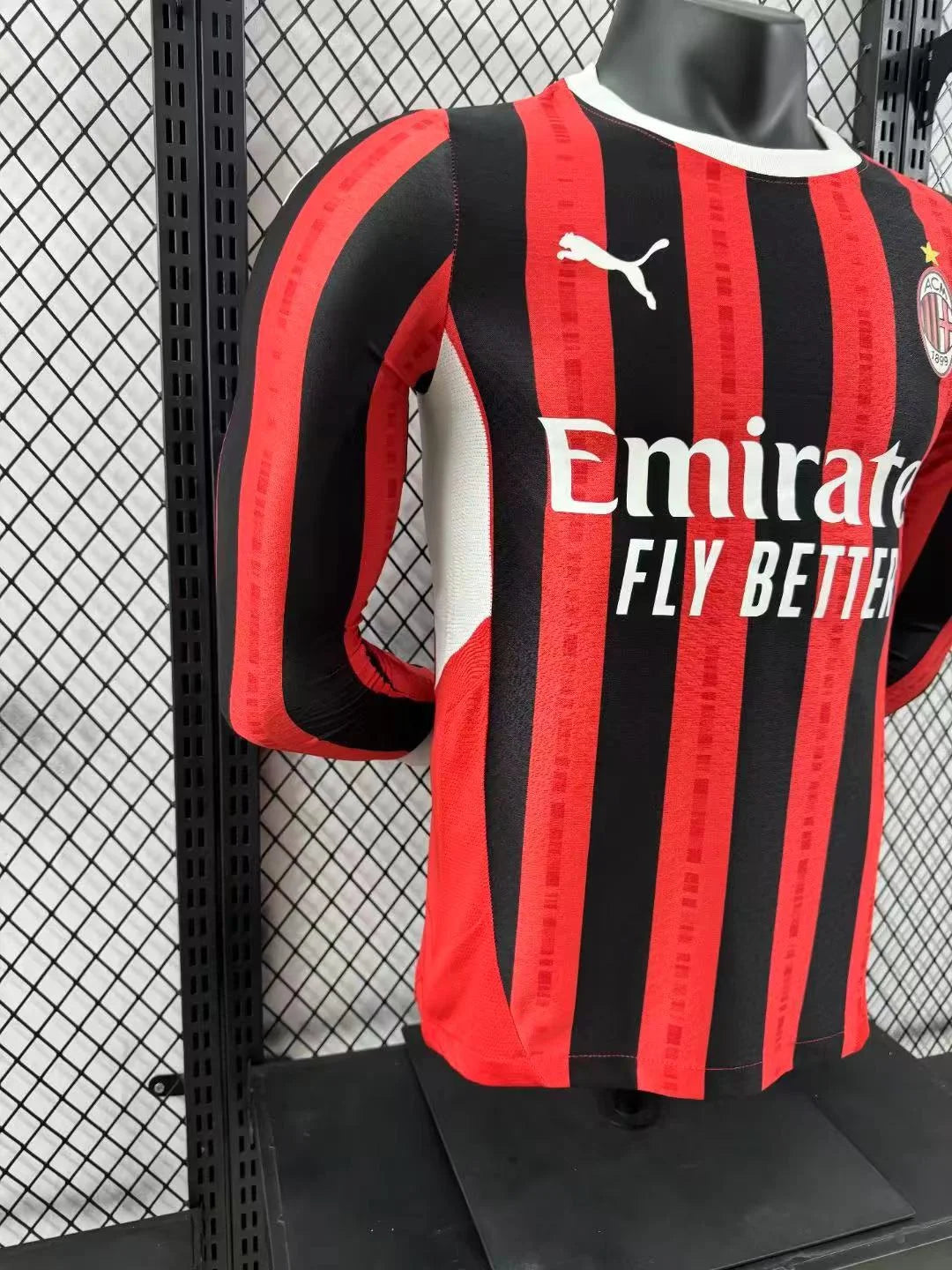 2024/2025 Player Version AC Milan Home Long Sleeve Football Shirt 1:1