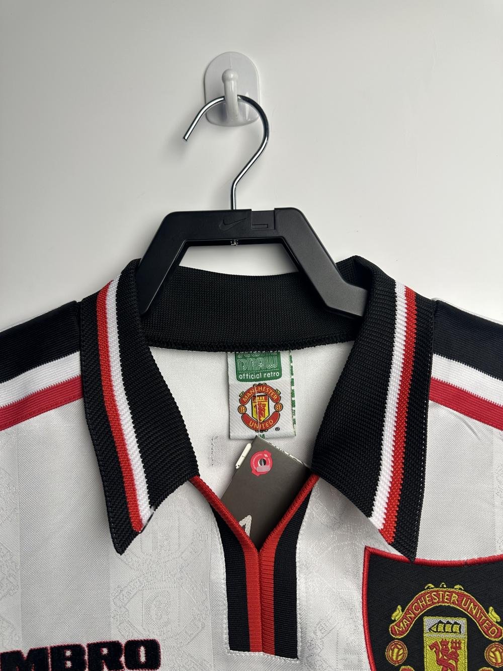 1998-1999 Retro Long Sleeve Manchester United Away White Football Shirt 1:1