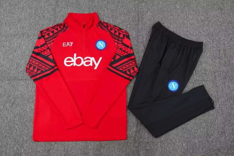 2023-2024 Napoli Half-Pull Training Suit Red Football Shirt 1:1 Set
