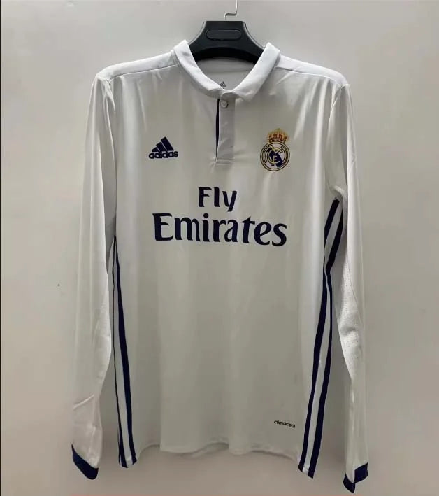2016/2017 Retro Long Sleeve Real Madrid Home Football Shirt1:1