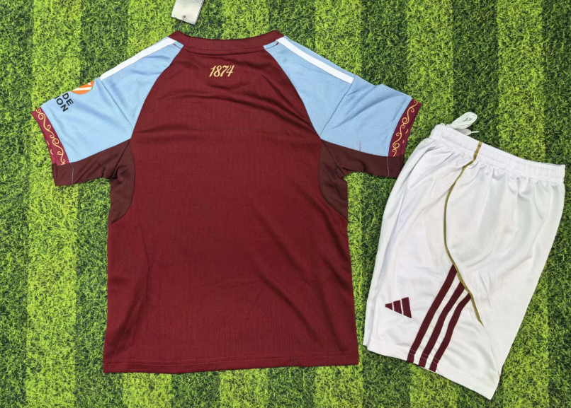 2025/2026 Aston Villa Home Football Jersey Shirt 1:1 Kids Size
