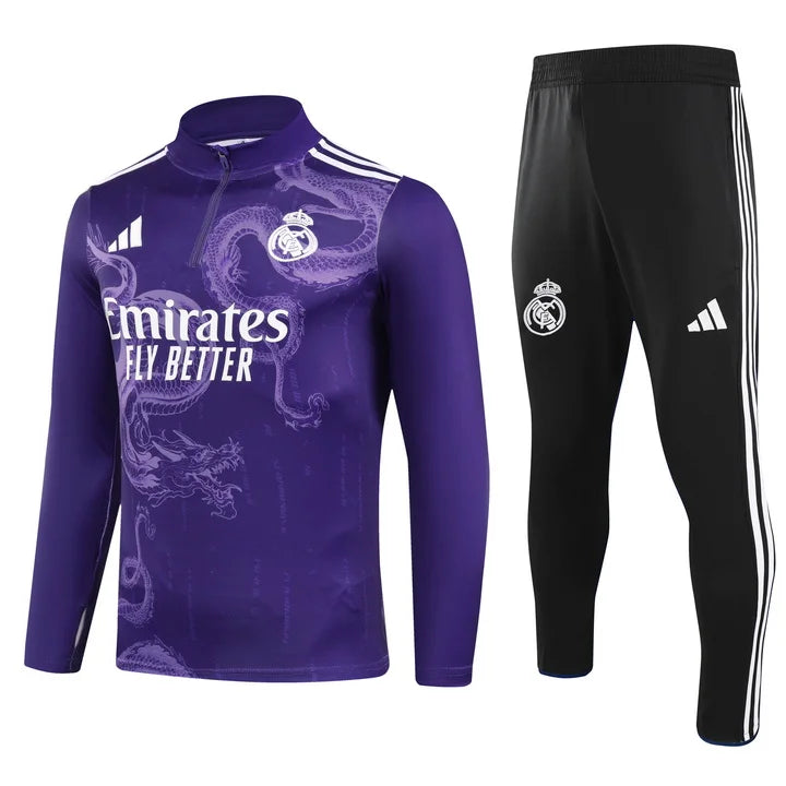 2024/2025 Real Madrid Royal Purple Special Edition Half-Pull Training Suit Football Shirt 1:1 Set