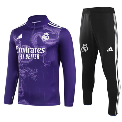 2024/2025 Real Madrid Royal Purple Special Edition Half-Pull Training Suit Football Shirt 1:1 Set