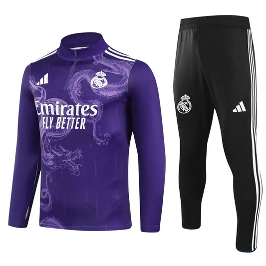 2024/2025 Real Madrid Royal Purple Special Edition Half-Pull Training Suit Football Shirt 1:1 Set