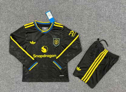 2025/2026 Long Sleeve Manchester United Third Away Football Shirt 1:1 Kids Size