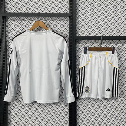 2025/2026 Long Sleeves Real Madrid Home Football Jersey 1:1 Kids Size