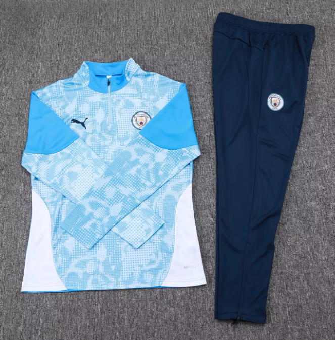 2025/2026 Manchester City Half-Pull Training Suit Bule Football Shirt 1:1 Set