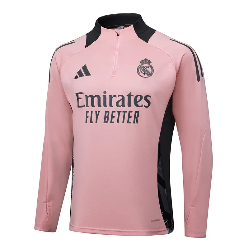 2024/2025 Real Madrid Pink Black Half-Pull Training Suit Football Shirt 1:1 Set